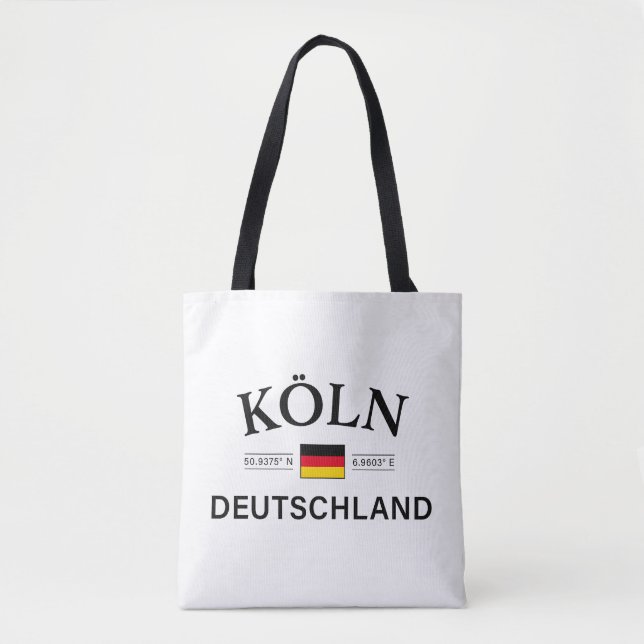 Koln (Cologne) Deutschland Coordinates German Tote Bag (Front)