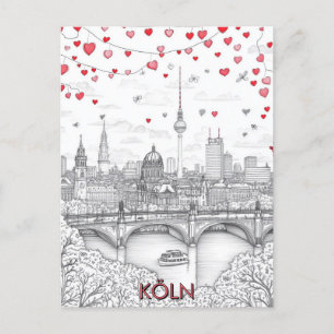 Köln Germany Romantic Travel Postcard