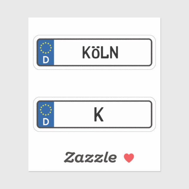 Koln kennzeichen, German Car License Plate (Sheet)