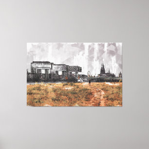 Köln Skyline Panorama mit Dom SketchArt Canvas Print