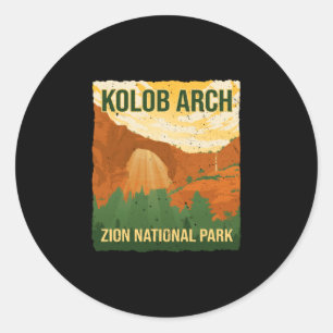 Kolob arch zion national park hiking camping classic round sticker