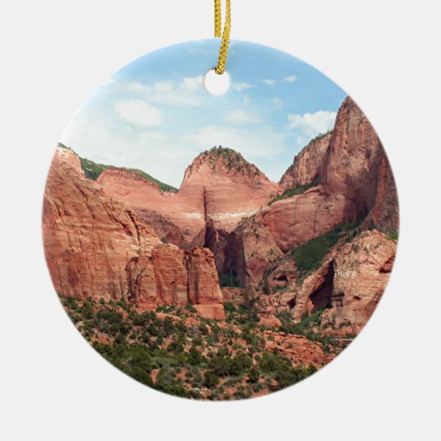 Kolob Canyons, Zion National Park, Utah, USA Ceramic Tree Decoration (Front)