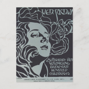 Koloman Moser-Girl's Head. Cover design Ver Sacrum Postcard