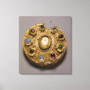 Kolt medallion, gold set with pearls and canvas print