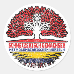 Kolumbien Kolumbianisch Schweizer Schweiz Baum Classic Round Sticker