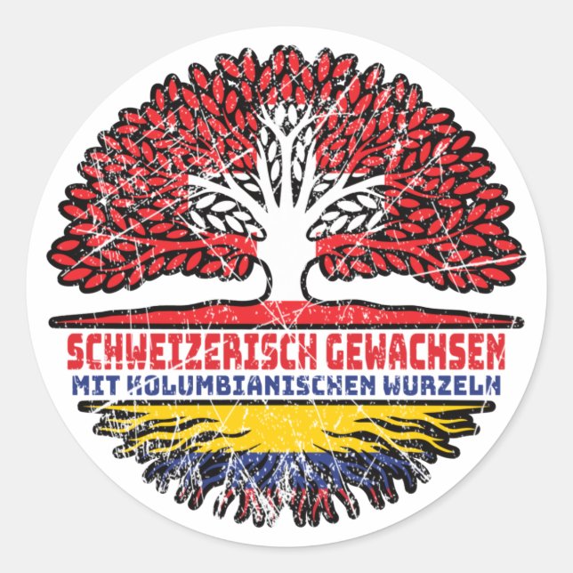 Kolumbien Kolumbianisch Schweizer Schweiz Baum Classic Round Sticker (Front)