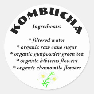 Kombucha List of Ingredients Stickers