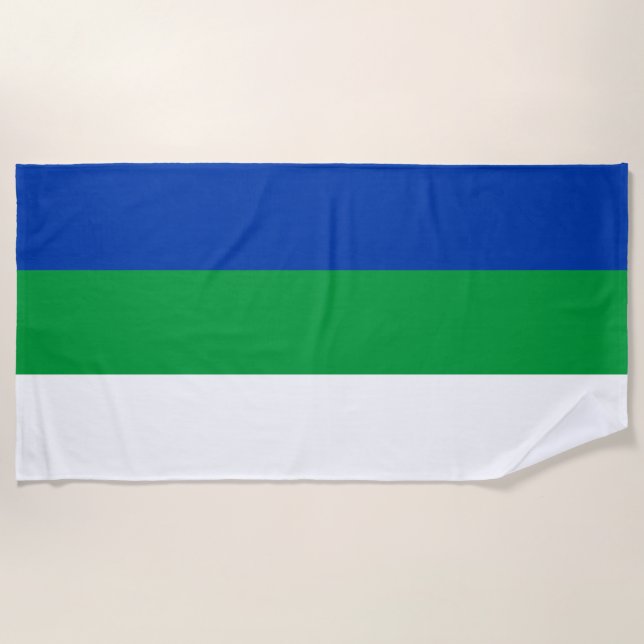 Komi Republic Flag Beach Towel (Front)