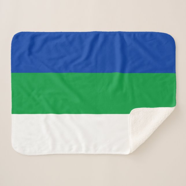 Komi Republic Flag Sherpa Blanket (Front (Horizontal))