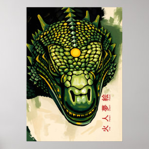 Komodo Dragon Armour Head – Fierce Reptilian Power Poster