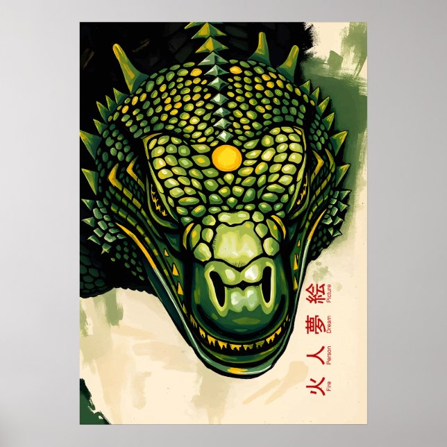 Komodo Dragon Armour Head – Fierce Reptilian Power Poster (Front)