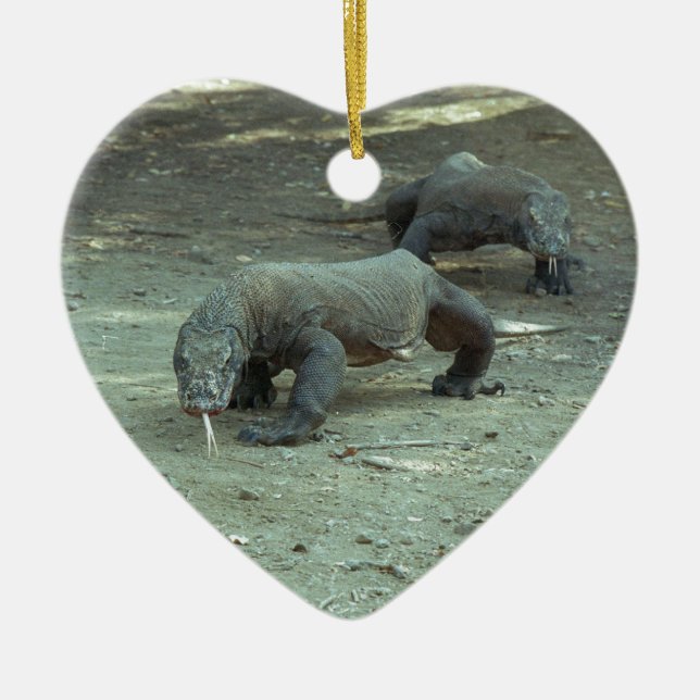 Komodo Dragon Heart Ceramic Tree Decoration (Front)