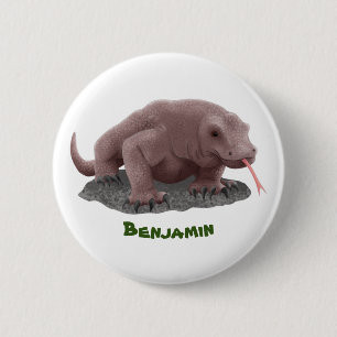 Komodo dragon illustration 6 cm round badge
