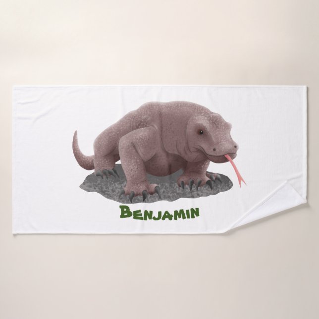 Komodo dragon illustration bath towel set (Bath Towel)