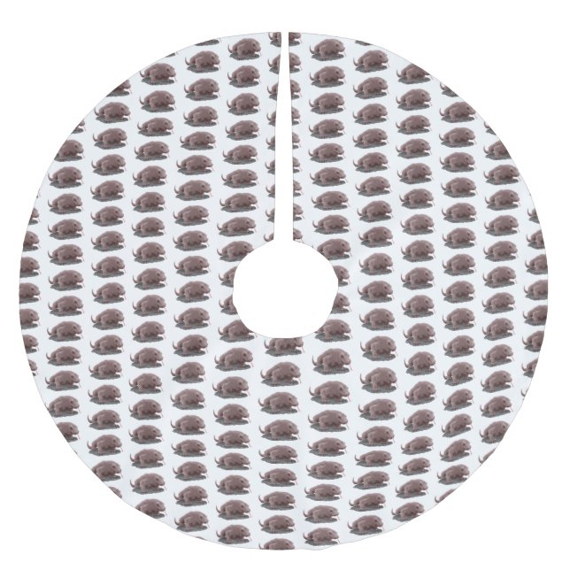 Komodo dragon illustration brushed polyester tree skirt (Front)