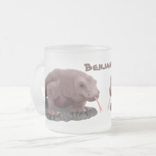 Komodo dragon illustration frosted glass coffee mug