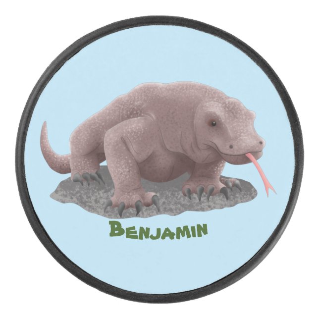 Komodo dragon illustration hockey puck (Front)