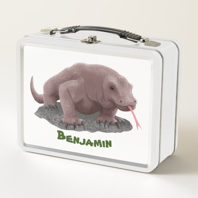 Komodo dragon illustration  metal lunch box (Front)