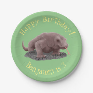 Komodo dragon illustration paper plate