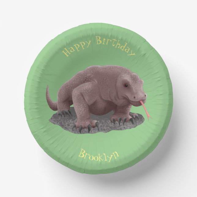 Komodo dragon illustration paper plate (Front)