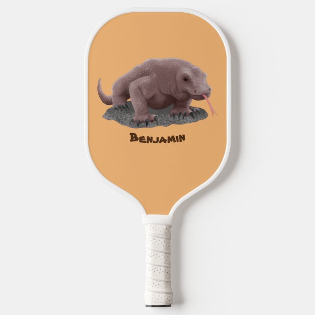 Komodo dragon illustration pickleball paddle (Front)