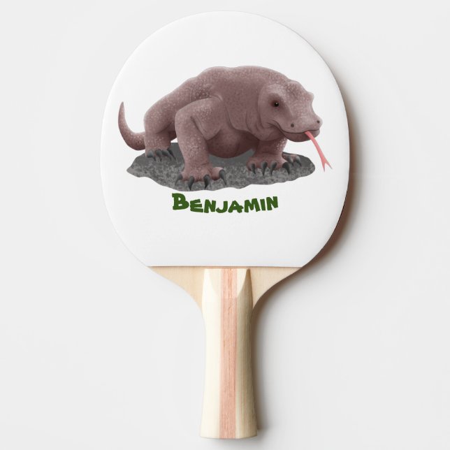 Komodo dragon illustration ping pong paddle (Front)