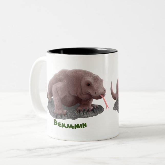 Komodo dragon illustration Two-Tone coffee mug (Front Left)