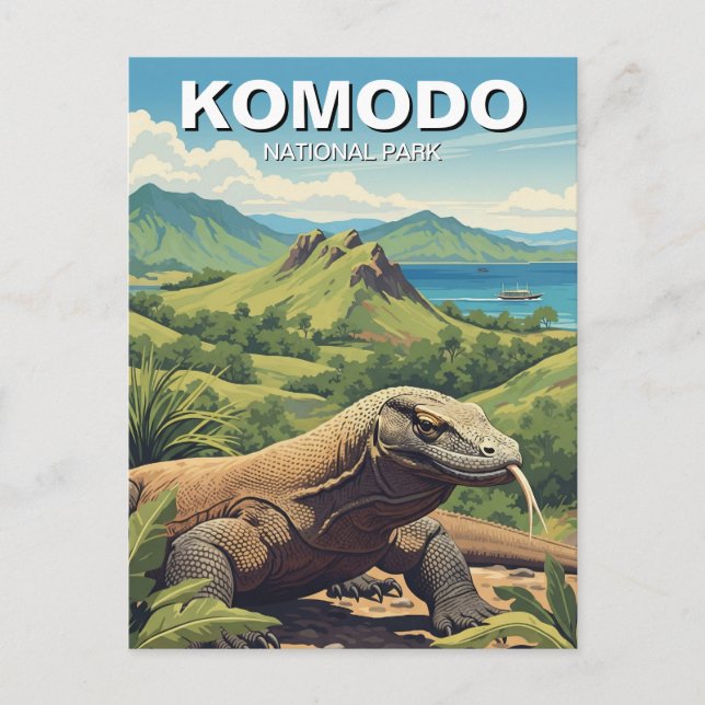 Komodo Dragon Indonesia National Park Postcard (Front)