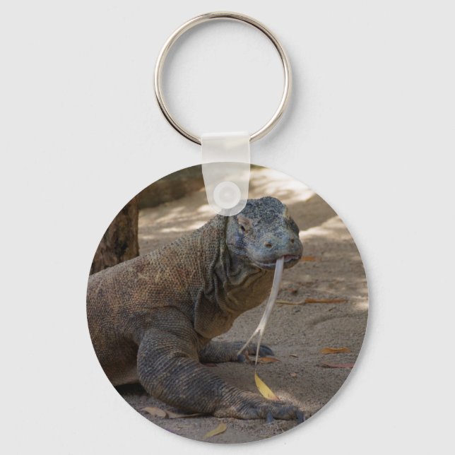 Komodo Dragon Licking Key Ring (Front)