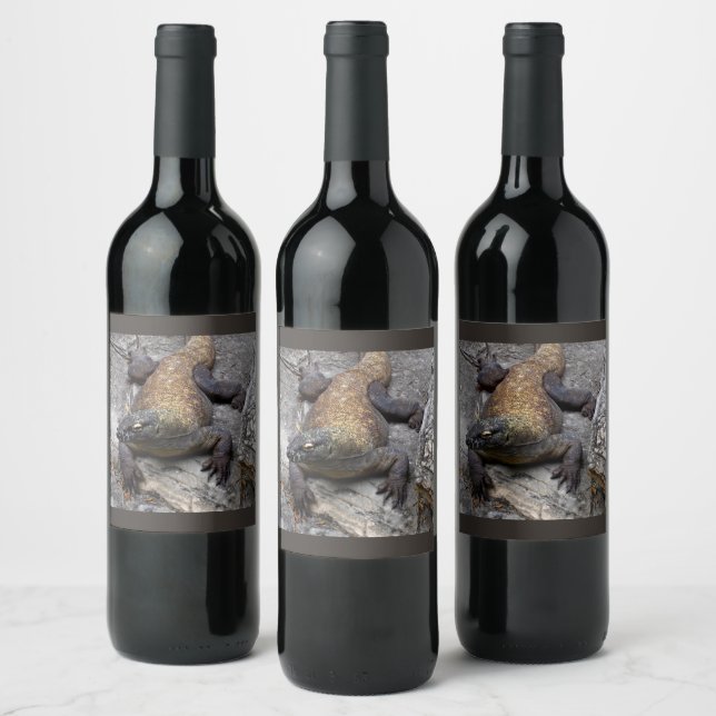 Komodo Dragon Rustic Terrain Wine Label (Bottles)