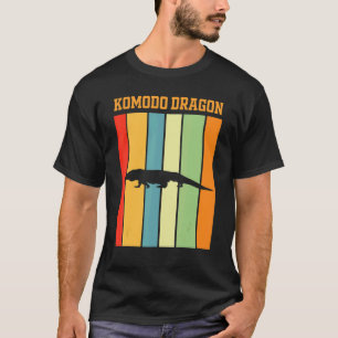 Komodo Dragon Shadow Silhouette In Retro Colours T-Shirt