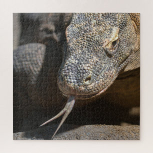 Komodo Dragon Sticking Out His Tongue Jigsaw Puzzle