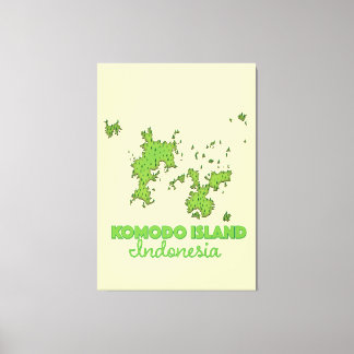 Komodo island Indonesia Map Canvas Print