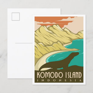 Komodo Island Indonesia Vintage Travel Postcard