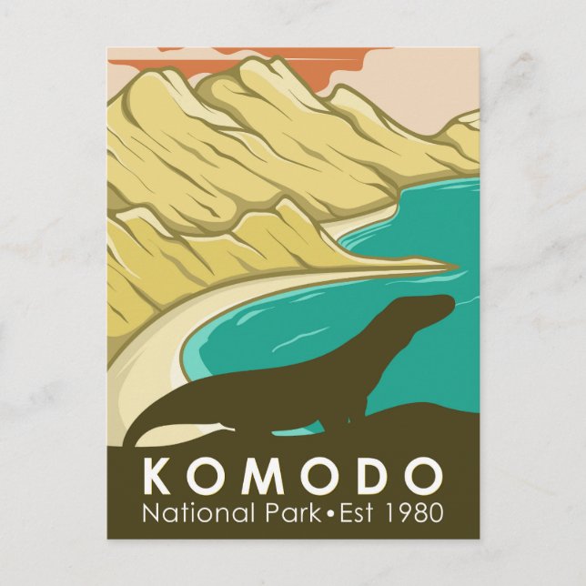 Komodo National Park Indonesia Vintage Postcard (Front)
