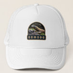 Komodo National Park Indonesia Vintage Trucker Hat<br><div class="desc">Komodo vector artwork design. The park is a national park in Indonesia located within the Lesser Sunda Islands in the border region between the provinces of East Nusa Tenggara and West Nusa Tenggara.</div>