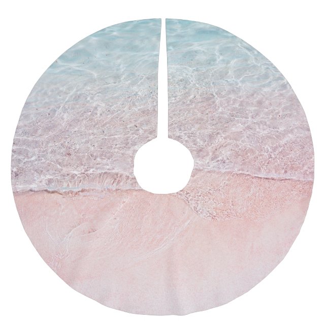 Komodo National Park: Pink Splash Beach Brushed Polyester Tree Skirt (Front)