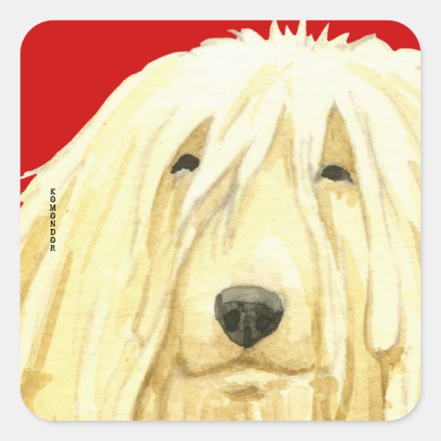 Komondor Colour Block Square Sticker (Front)