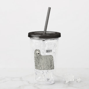 Komondor dog cartoon illustration  acrylic tumbler