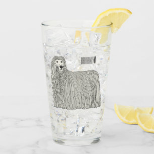 Komondor dog cartoon illustration glass