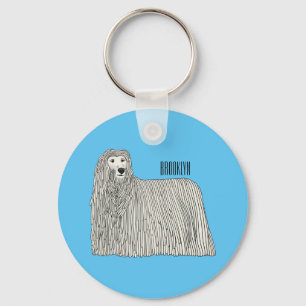 Komondor dog cartoon illustration  key ring