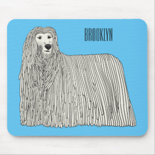 Komondor dog cartoon illustration mouse mat
