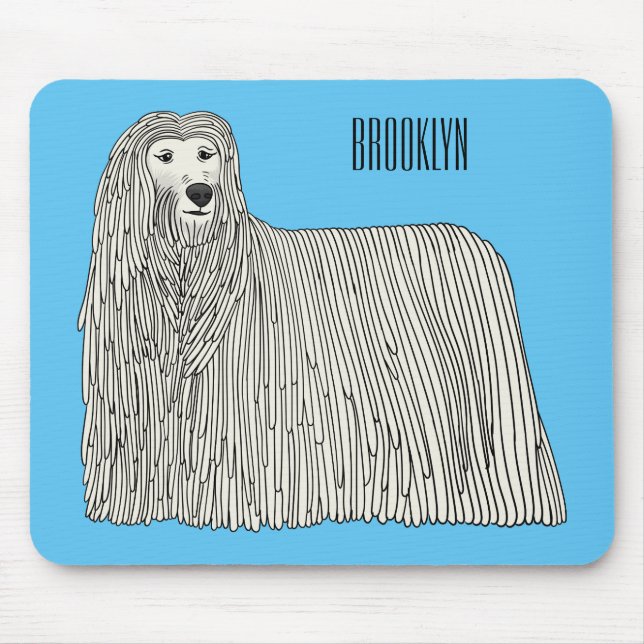 Komondor dog cartoon illustration  mouse mat (Front)