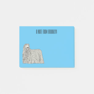 Komondor dog cartoon illustration post-it notes
