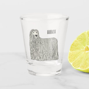 Komondor dog cartoon illustration shot glass