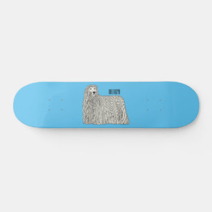 Komondor dog cartoon illustration skateboard
