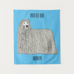 Komondor dog cartoon illustration tapestry
