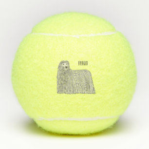Komondor dog cartoon illustration tennis balls