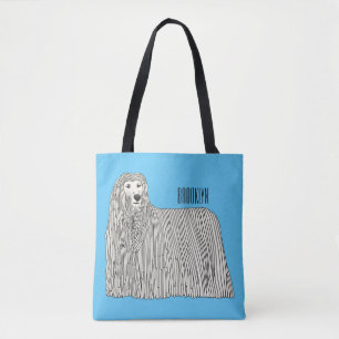 Komondor dog cartoon illustration tote bag