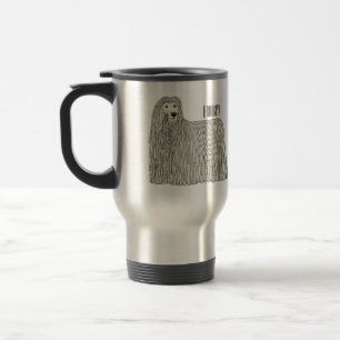 Komondor dog cartoon illustration  travel mug